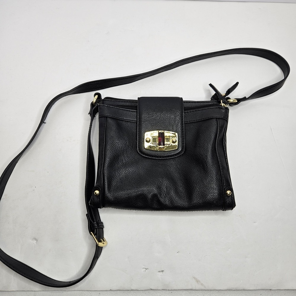 Vintage Crossbody Purse Has 3 Inside Compartments Black